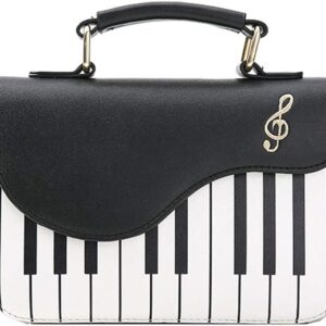 Piano Guitar Music Notes PU Leather Shoulder Tote Bag Purse Crossbody Handbag for Women Girls