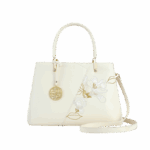 Embroidery Leather Magnolia Tote Bag Elegant Women Handbag with Scarf
