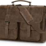 Leather Messenger Bag for Men 15.6 Inch Vintage Laptop Bag Waterproof Briefcases for Men Computer Bag Satchel for Work/Office