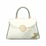 Embroidery Leather White Crossbody Bag Hibiscus Women Handbag