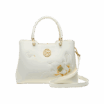Embroidery Leather White Crossbody Tote Bag Lotus Luxury Gift