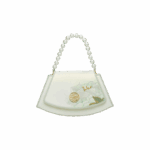 Embroidery Leather Retro White Hibiscus Handbag with Pendant