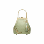 Mulberry Silk Luxury Light Green Kiss Lock Clutch Bag