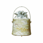 Chinese Painting Mulberry Silk Green Bucket Designer Handbag