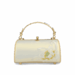 Embroidery Leather White Shoulder Bag Lotus Elegant Handbag