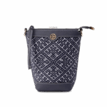 Zhuang Brocade Flying Swallow Motif Embroidered Leather Bucket Crossbody Bag