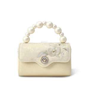 Luxury Orchid Butterfly Design Embroidered Silk Handbag