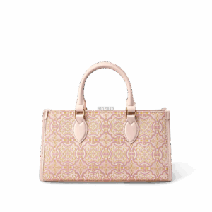 Song Brocade Leather Handbag – Pink & Gold DingSheng Motif