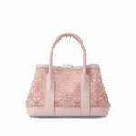 Song Brocade Pink DingSheng Motif Embroidery Leather Crossbody Bag