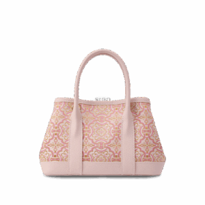 Song Brocade Pink DingSheng Motif Embroidery Leather Crossbody Bag