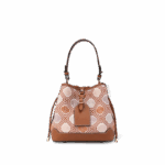 Luxury Zhuang Brocade Chrysanthemum Meander Motif Bucket Bag