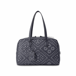 Zhuang Brocade Flying Swallow Motif Embroidered Leather Handbag